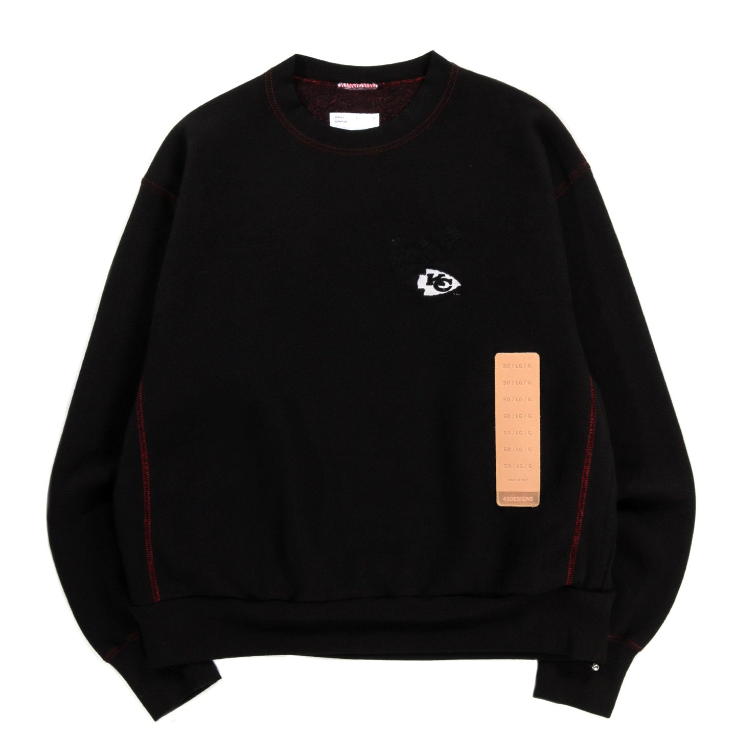 4SDESIGNS RECYCLED SIZE TAG ECO CREWNECK BLACK OVERDYE - L(A)