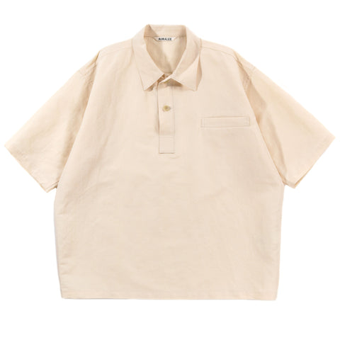 AURALEE HIGH DENSITY FINX LINEN WEATHER EASY SHIRT ECRU