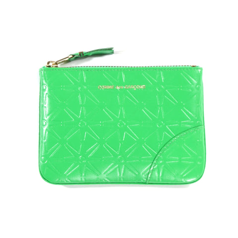 COMME DES GARCONS SA810E EMBOSSED LEATHER ZIP WALLET GREEN