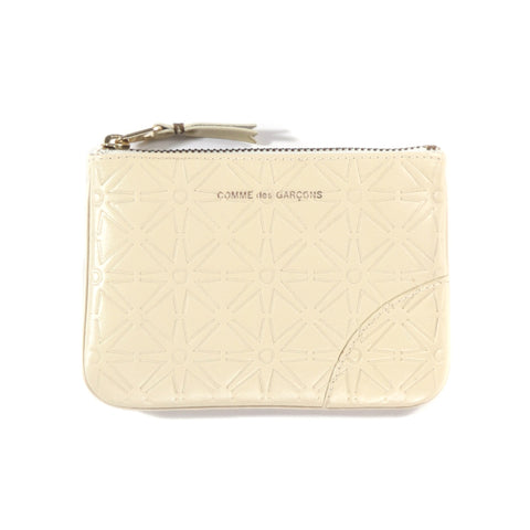 COMME DES GARCONS SA810E EMBOSSED LEATHER ZIP WALLET OFF WHITE