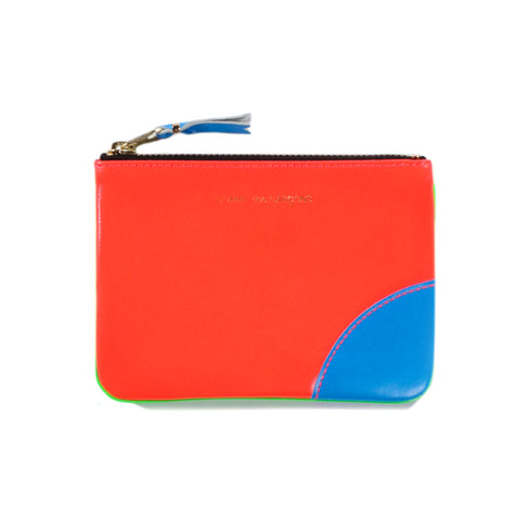 COMME DES GARCONS SA8100 SUPER FLUO ZIP WALLET ORANGE / GREEN