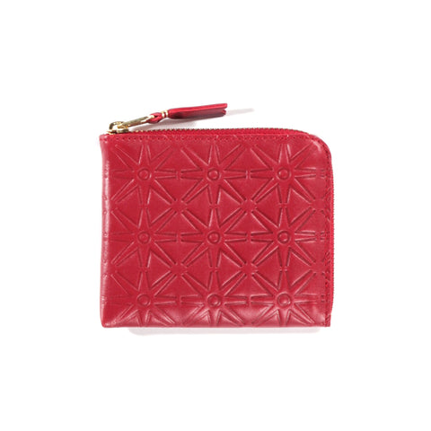 COMME DES GARCONS SA310E EMBOSSED LEATHER ZIP WALLET RED