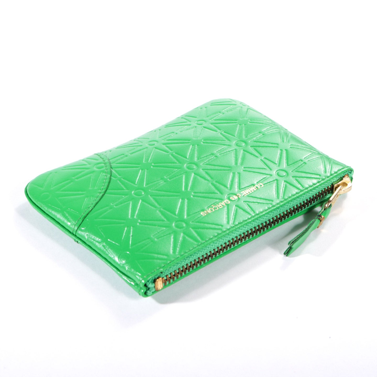 COMME DES GARCONS SA810E EMBOSSED LEATHER ZIP WALLET GREEN