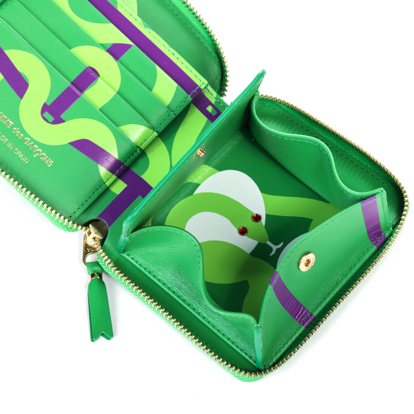 COMME DES GARCONS SA2100 RUBY EYES ZIP WALLET GREEN