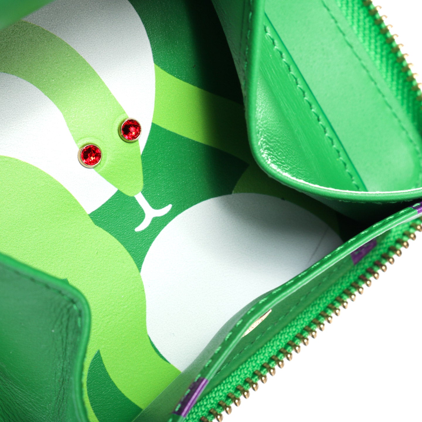 COMME DES GARCONS SA2100 RUBY EYES ZIP WALLET GREEN