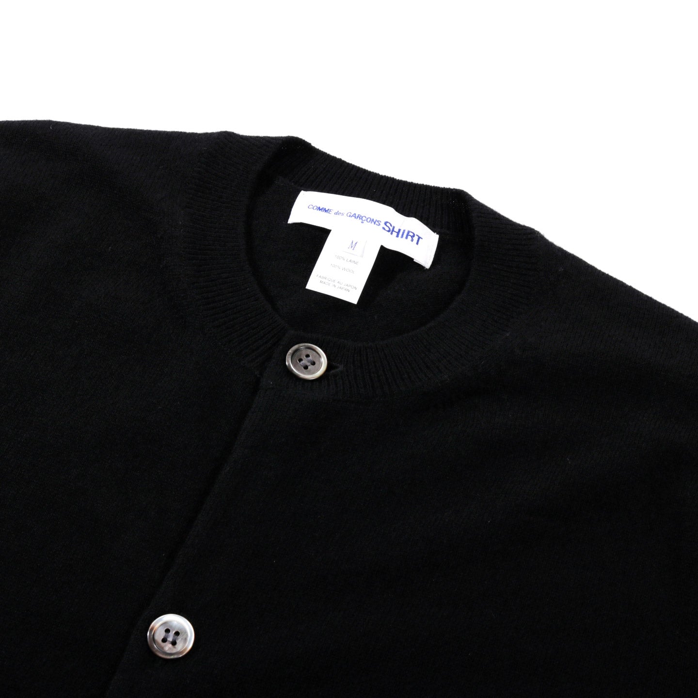 COMME DES GARCONS SHIRT N002 CREW NECK CARDIGAN BLACK