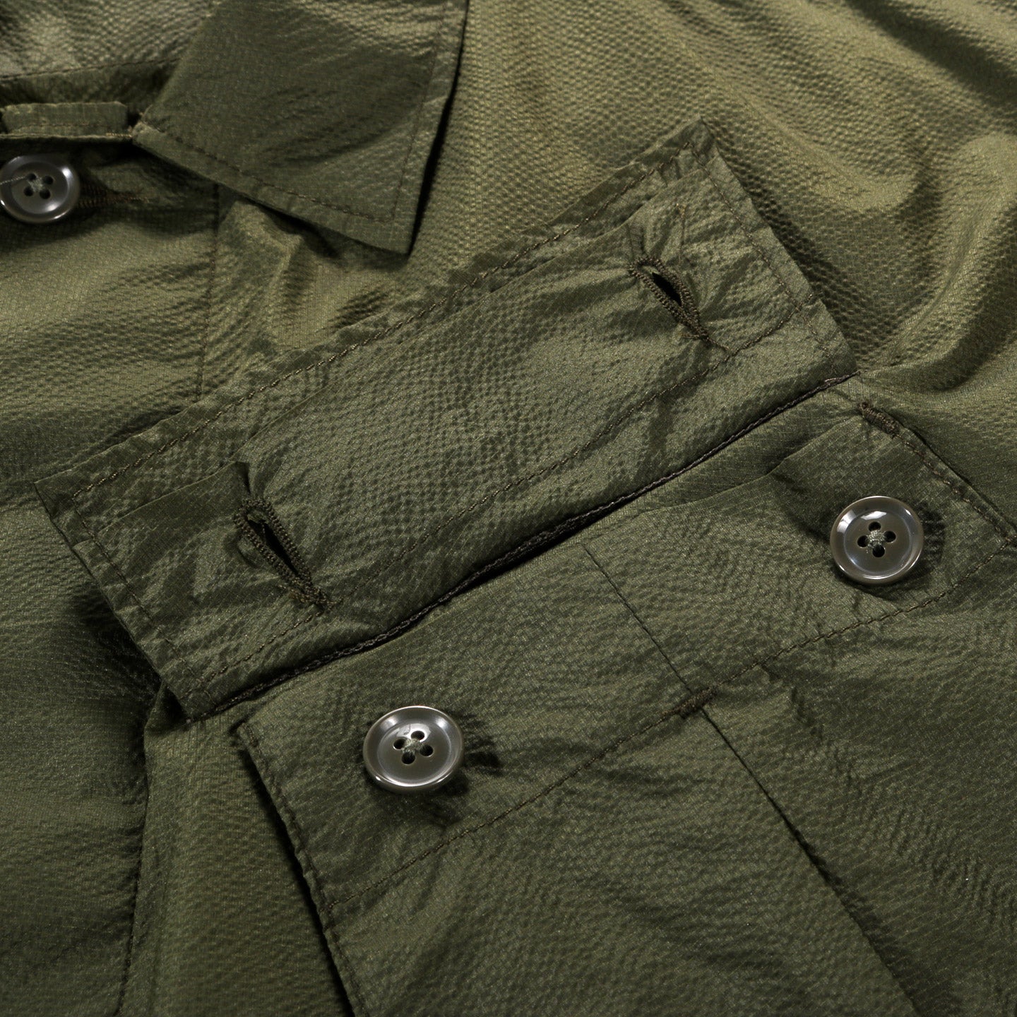 ENGINEERED GARMENTS JUNGLE FATIGUE JACKET OLIVE NYLON MICRO RIPSTOP