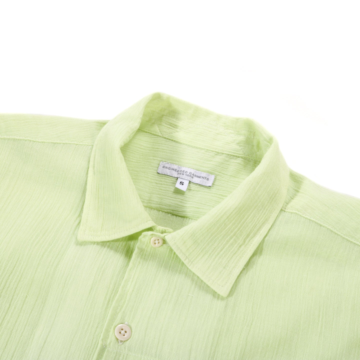 ENGINEERED GARMENTS CAMP SHIRT LIME COTTON CREPE