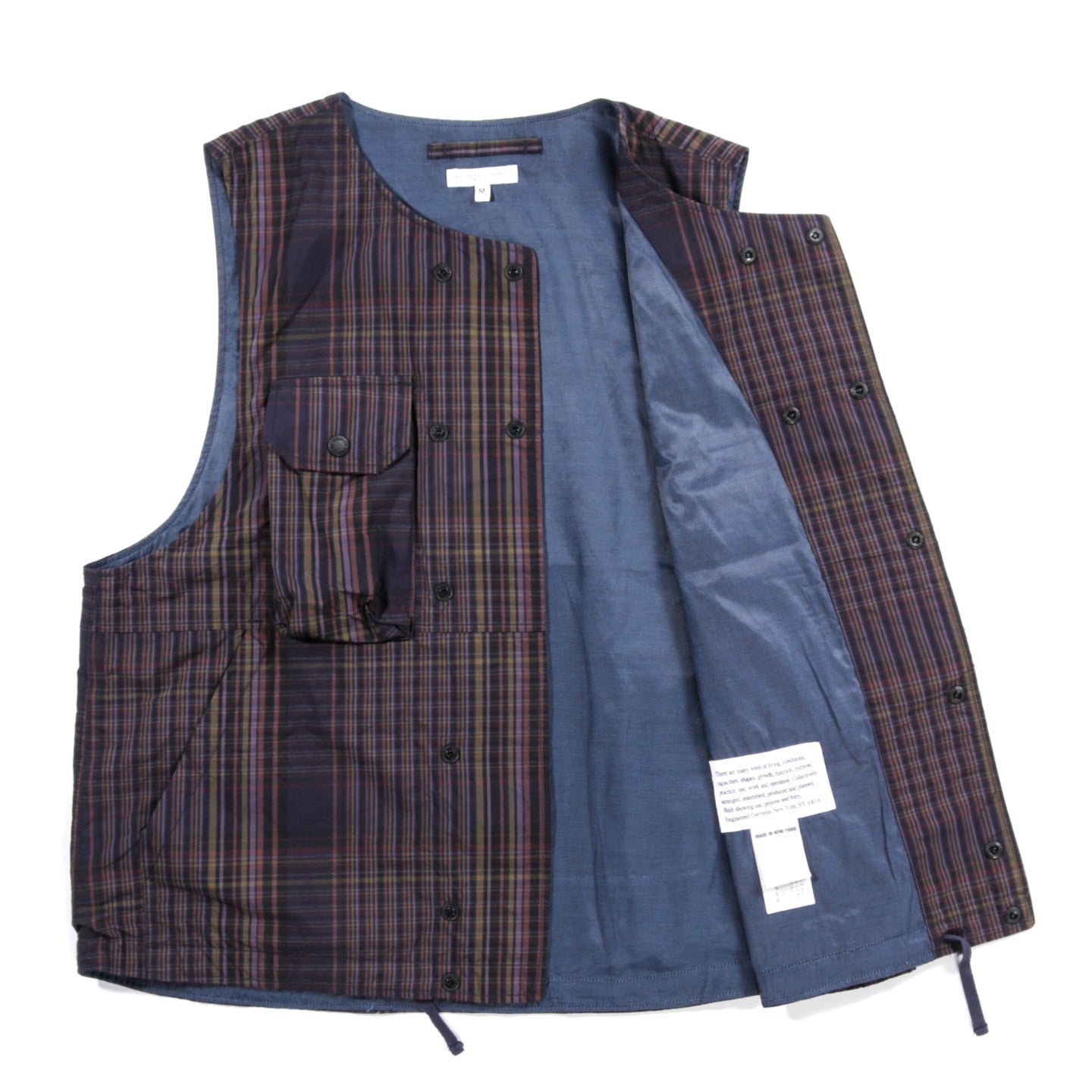 ENGINEERED GARMENTS COVER VEST MULTI COLOR NYCO PLAID   TODAY CLOTHING