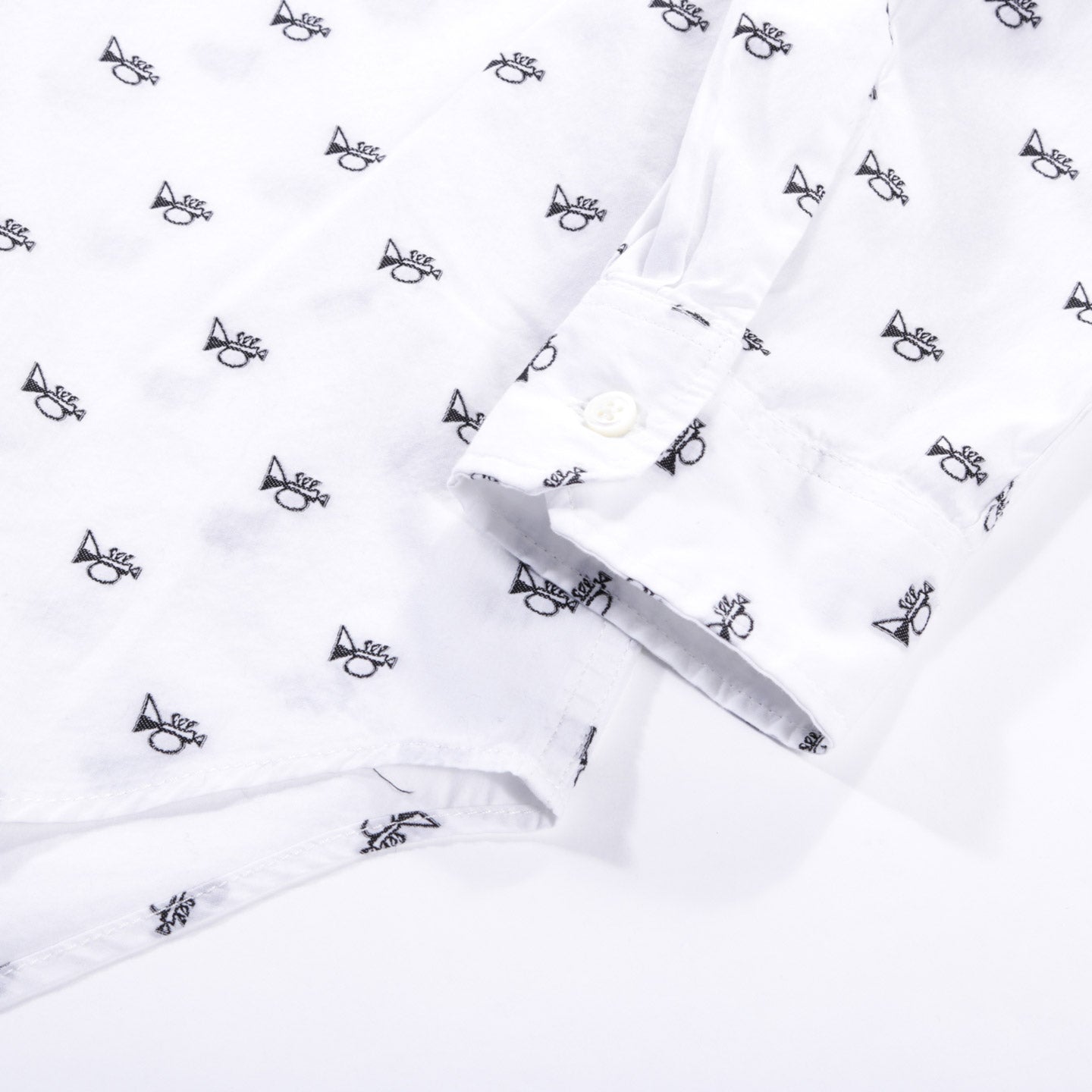 ENGINEERED GARMENTS TAB COLLAR SHIRT WHITE TRUMPET EMBROIDERY BROADCLOTH