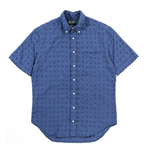 GITMAN VINTAGE SS BUTTON DOWN BLUE JAPANESE RIPPLE JACQUARD
