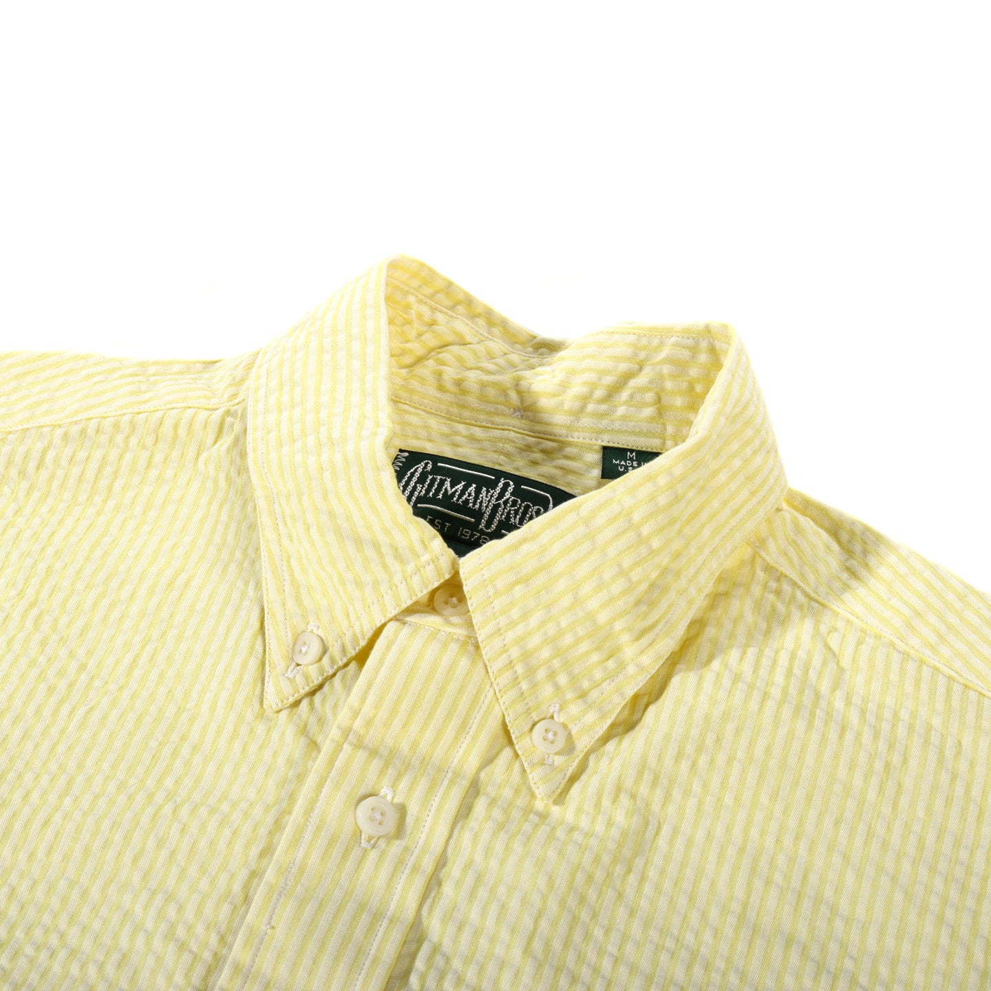 GITMAN VINTAGE BUTTON DOWN YELLOW TONAL STRIPE SEERSUCKER