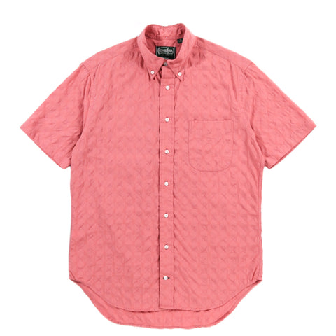 GITMAN VINTAGE SS BUTTON DOWN RED JAPANESE RIPPLE JACQUARD