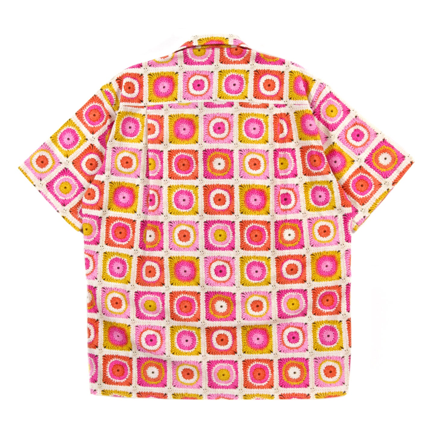 GITMAN VINTAGE BEACH SHIRT PINK SUNFLOWER CROCHET PRINT