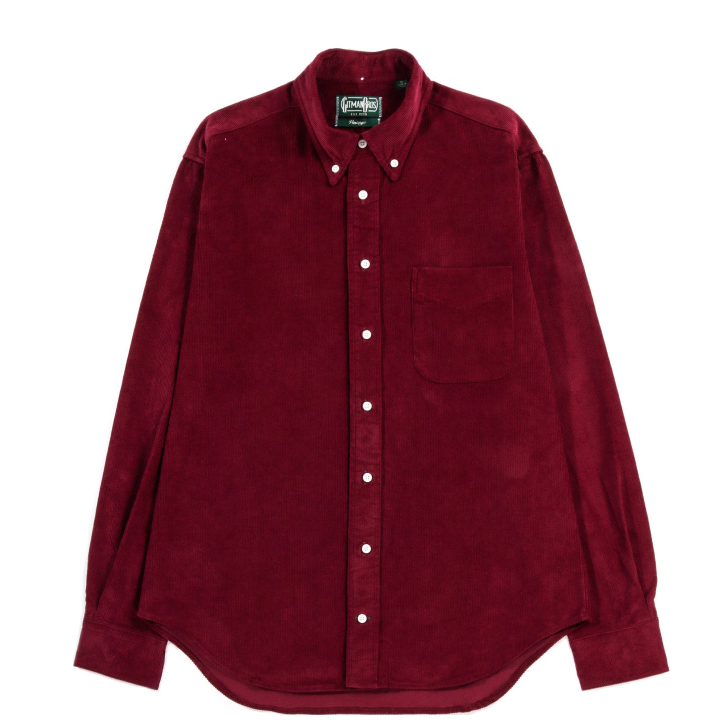 GITMAN VINTAGE BUTTON DOWN BURGUNDY HEAVY CORDUROY