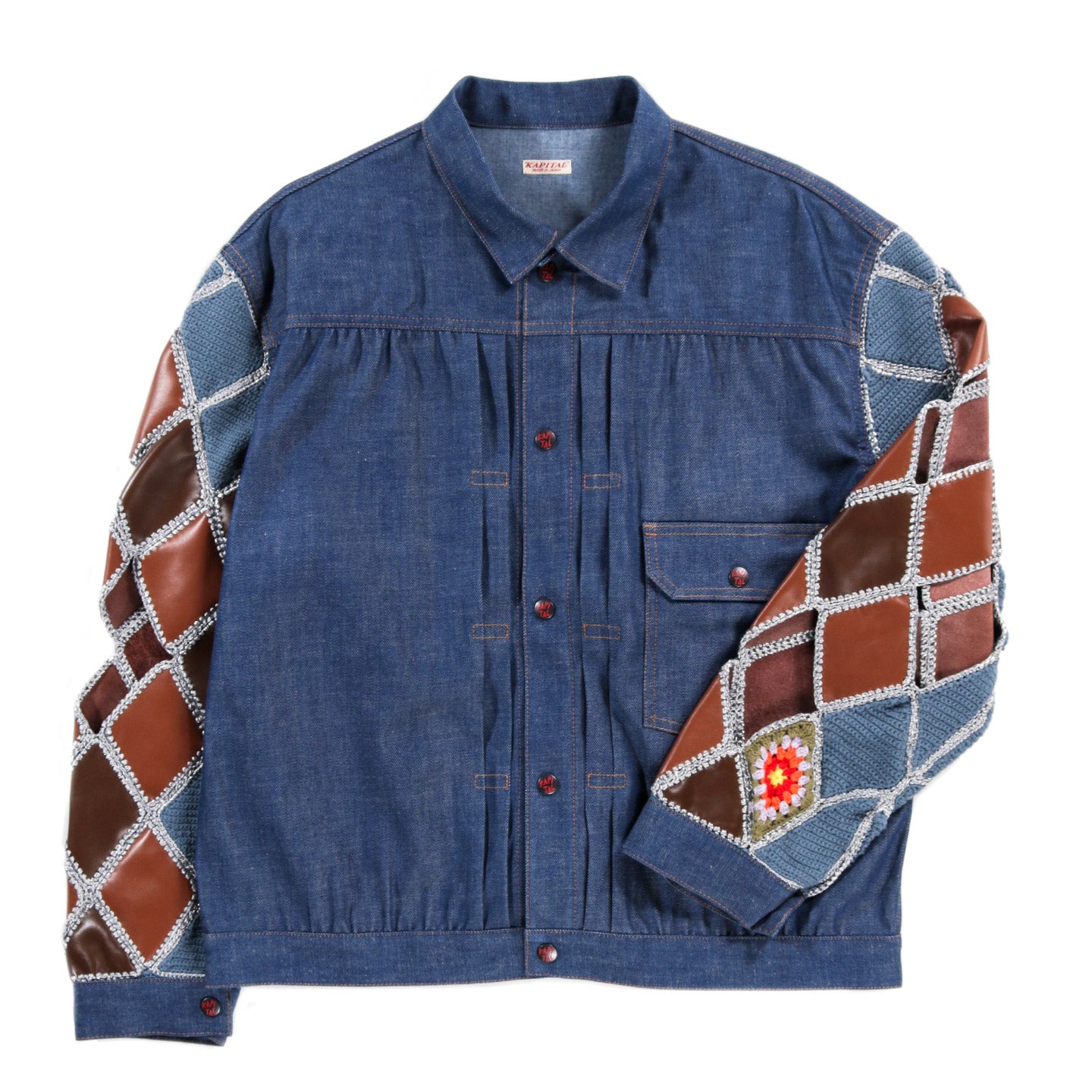 KAPITAL DENIM HIPPIE CROCHET SLEEVE 1ST JACKET INDIGO