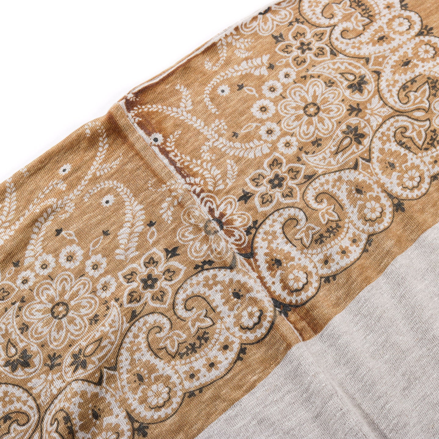 KAPITAL LINEN JERSEY BANDANA HUGE-T BOTANICAL LIGHT BROWN