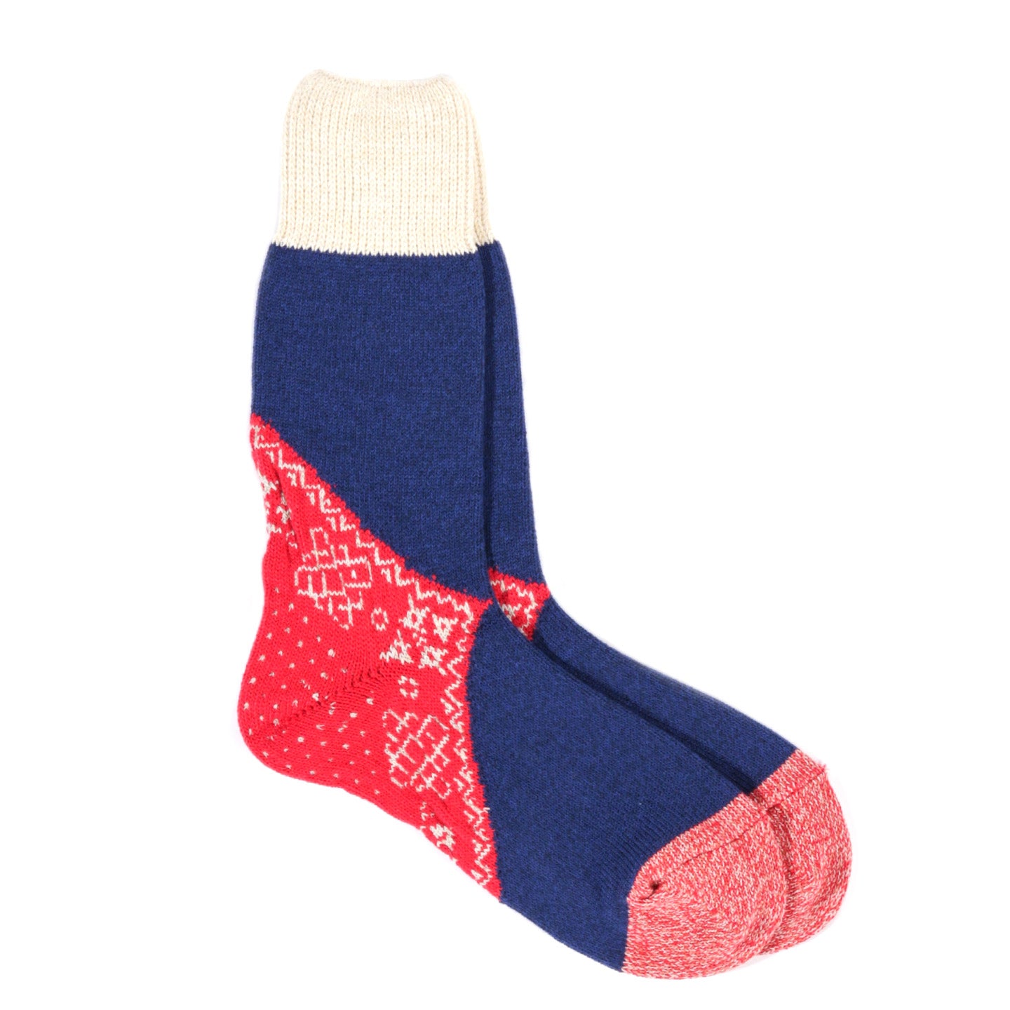 KAPITAL 96 YARNS HEEL BANDANA SOCKS RED