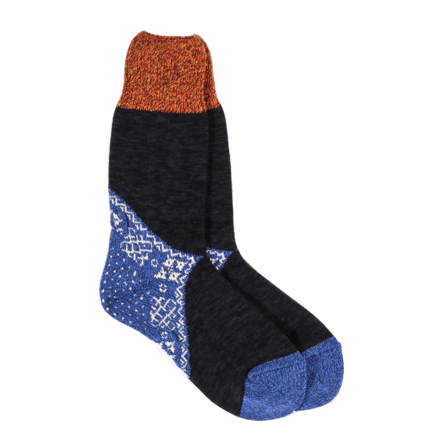 KAPITAL 96 YARNS HEEL BANDANA SOCKS BLUE