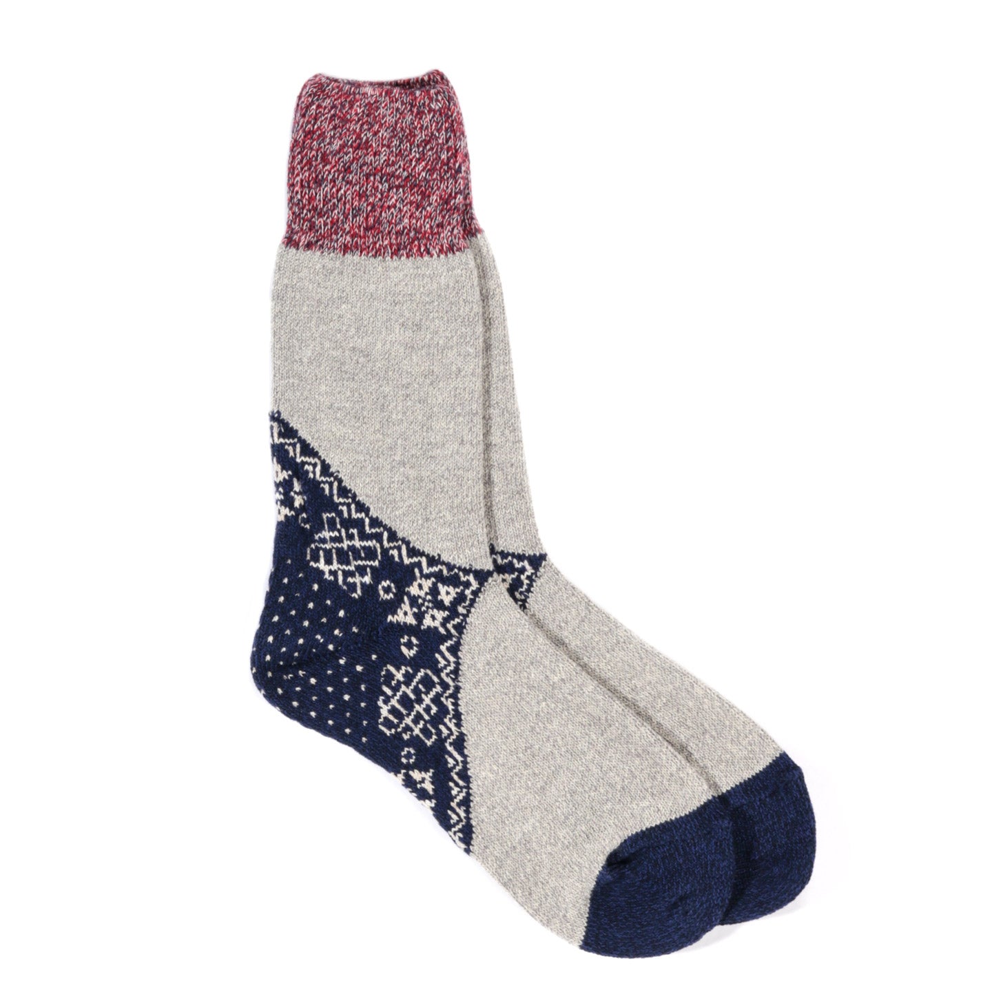 KAPITAL 96 YARNS HEEL BANDANA SOCKS NAVY
