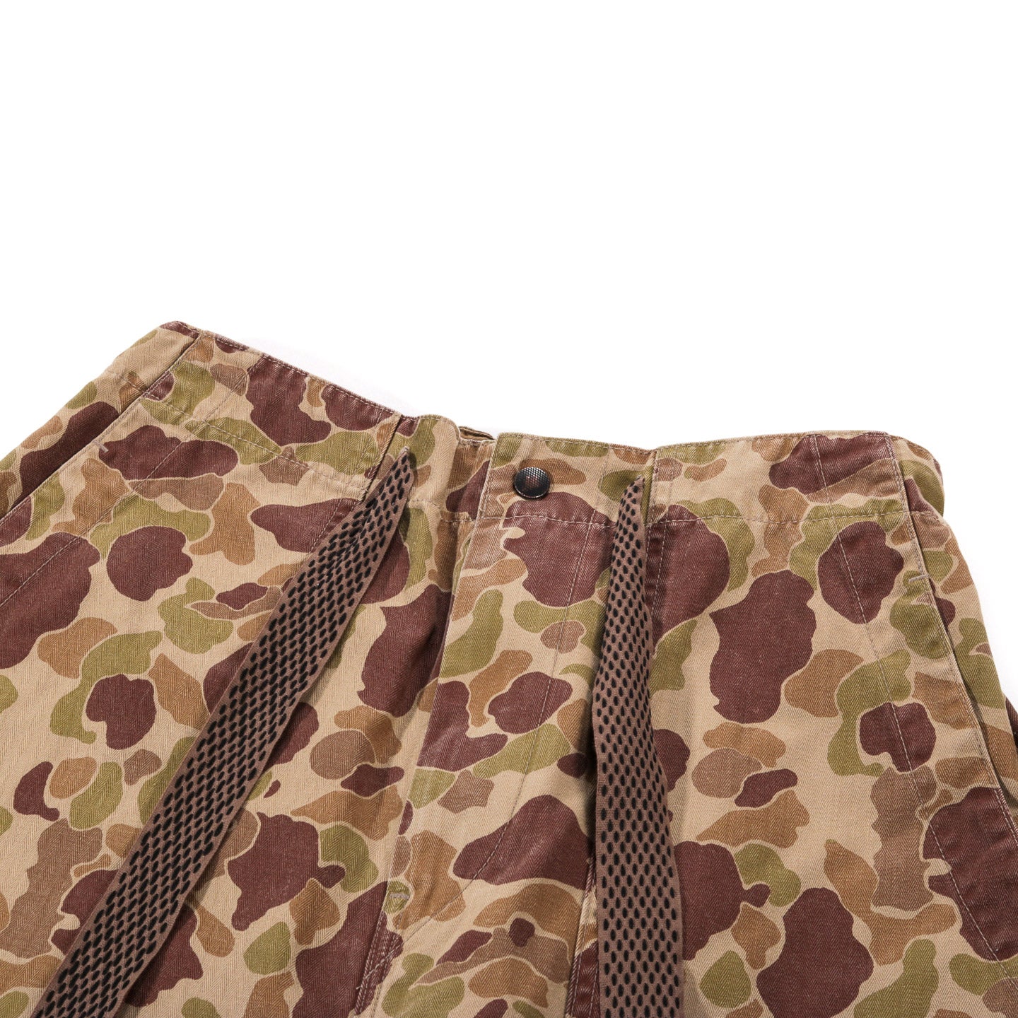 KAPITAL HERRINGBONE HAPPY PEEK-A-BOO CAMO EASY PANTS BEIGE KHAKI
