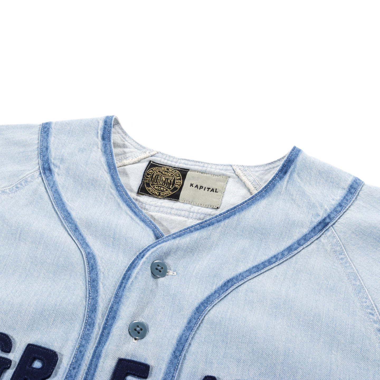 Kapital Kountry 8oz Reconstruction Denim Great Kountry Baseball Shirt - Indigo (Processing) 4