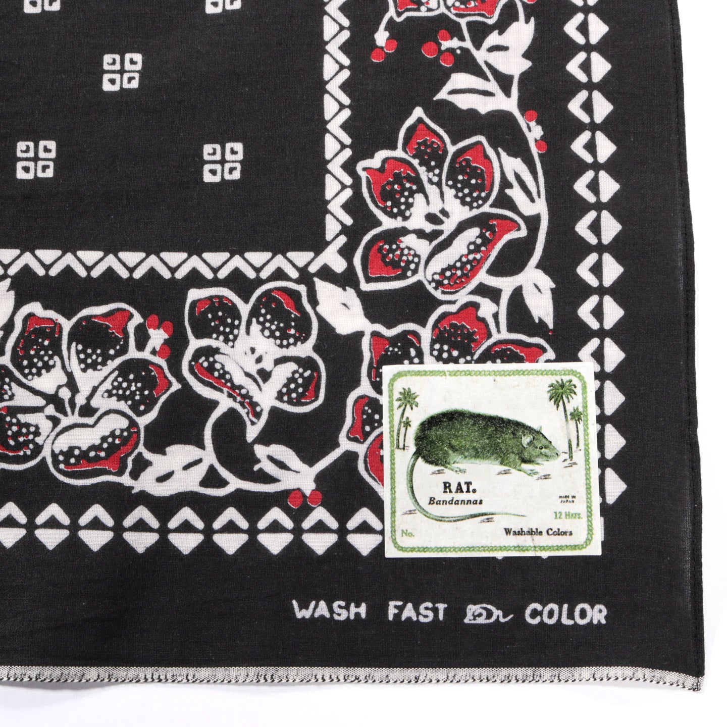 KAPITAL FASTCOLOR SELVEDGE BANDANA AMAZON LILY BLACK