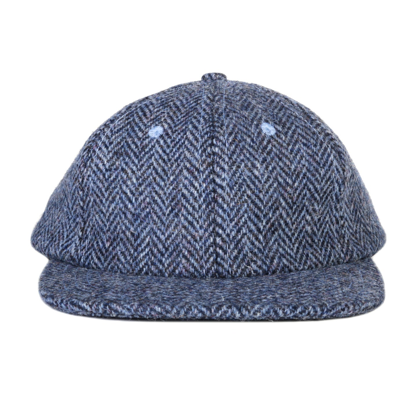 LITE YEAR 6 PANEL CAP 2 TONE HARRIS TWEED HERRINGBONE NAVY / LT BLUE