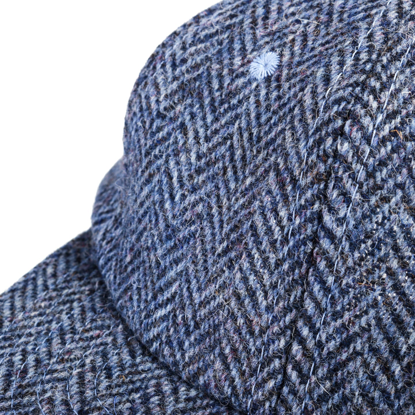 LITE YEAR 6 PANEL CAP 2 TONE HARRIS TWEED HERRINGBONE NAVY / LT BLUE