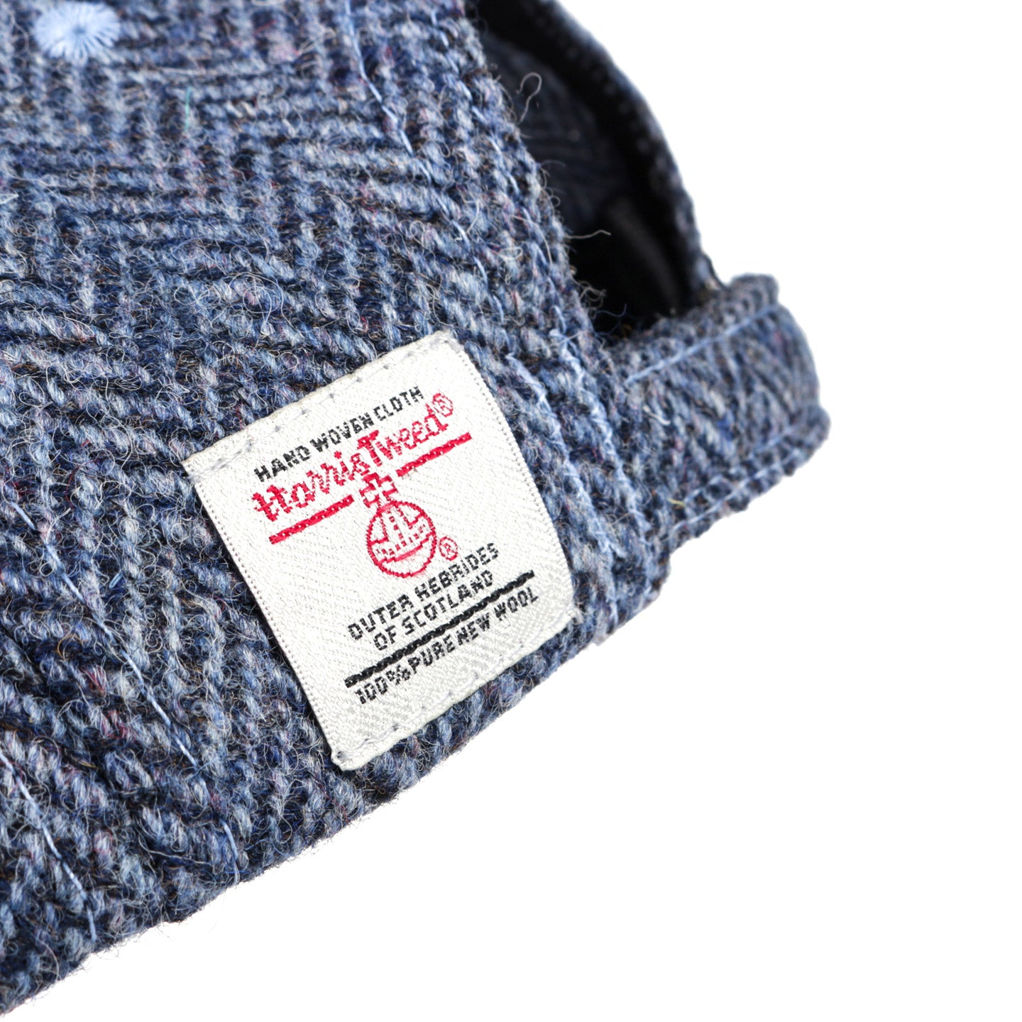 LITE YEAR 6 PANEL CAP 2 TONE HARRIS TWEED HERRINGBONE NAVY / LT BLUE