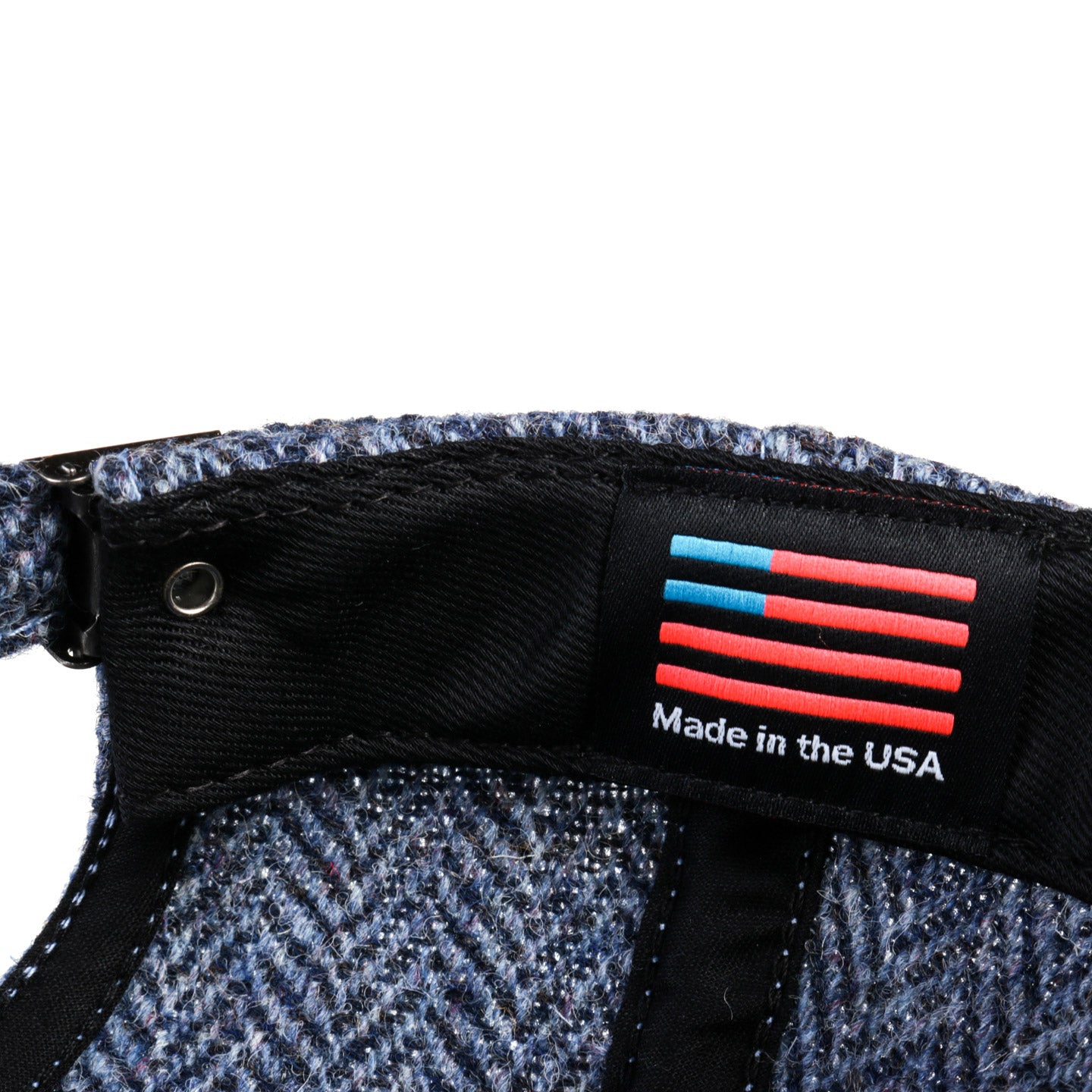 LITE YEAR 6 PANEL CAP 2 TONE HARRIS TWEED HERRINGBONE NAVY / LT BLUE