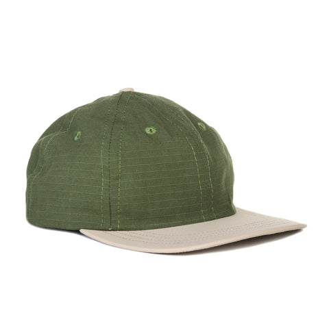 LITE YEAR 6 PANEL CAP 2 TONE COTTON RIPSTOP / NYLON OLIVE / SAND