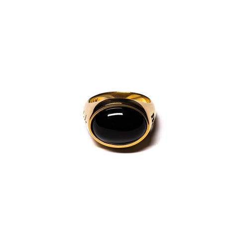 MAPLE TUBBY RING 14K GOLD PLATED / ONYX