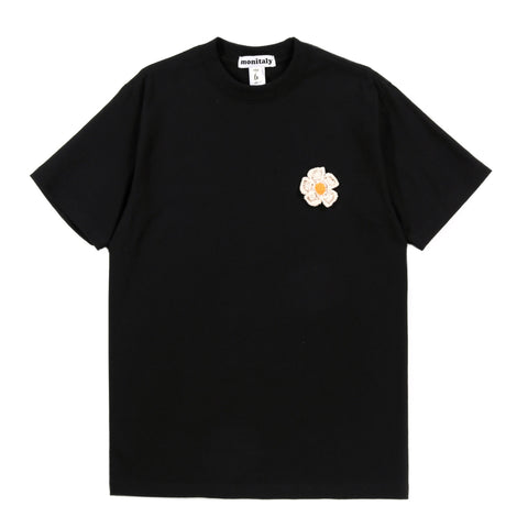 MONITALY CROCHET FLOWER TEE BLACK