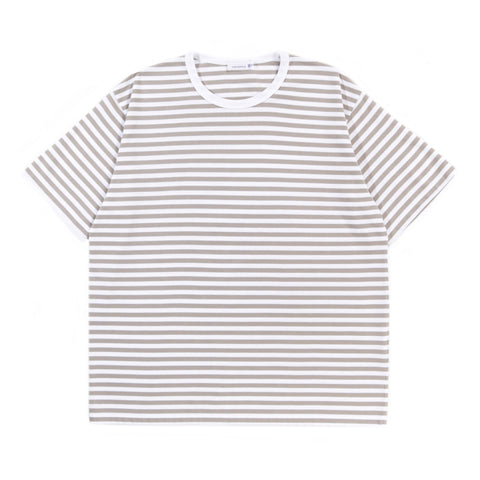 NANAMICA COOLMAX STRIPE JERSEY TEE TAUPE