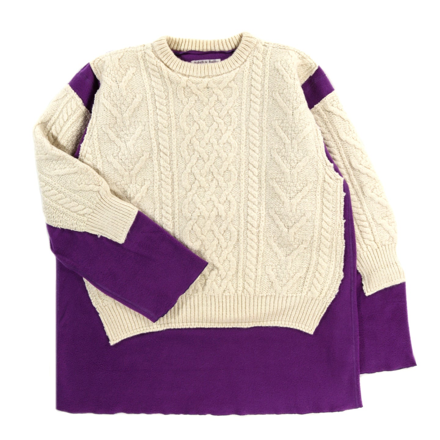 REBUILD BY NEEDLES FISHERMAN SWEATER NATURAL / PURPLE - L (A)