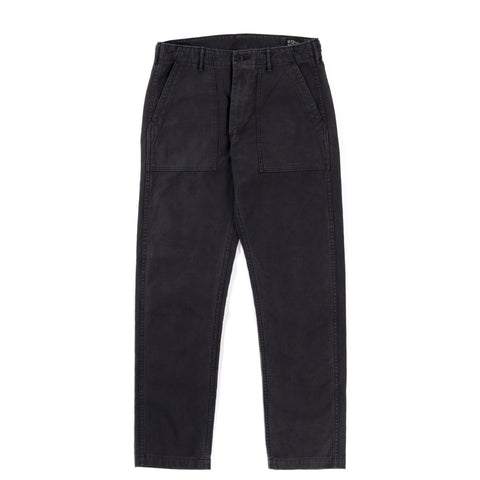 ORSLOW SLIM FIT FATIGUE PANTS BLACK STONEWASH REVERSE SATEEN