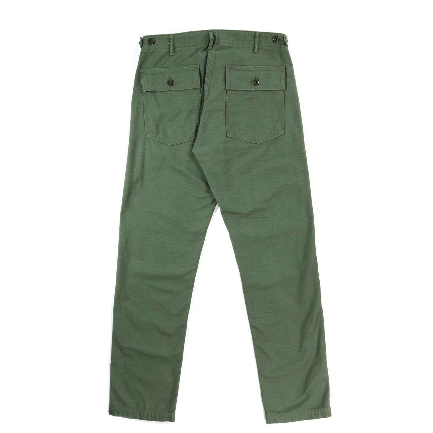 ORSLOW SLIM FIT FATIGUE PANTS GREEN REVERSE SATEEN