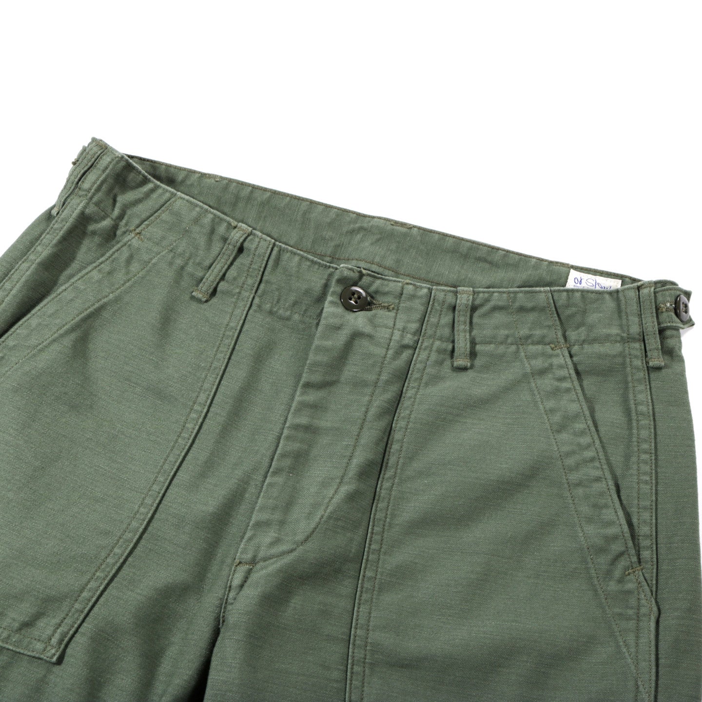 ORSLOW SLIM FIT FATIGUE PANTS GREEN REVERSE SATEEN