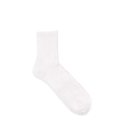 ROTOTO LINEN COTTON RIBBED ANKLE SOCKS OFF WHITE