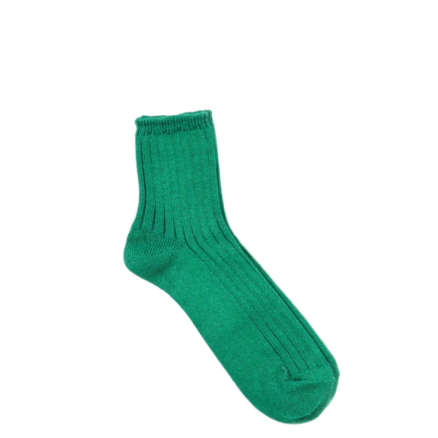ROTOTO LINEN COTTON RIBBED ANKLE SOCKS GREEN