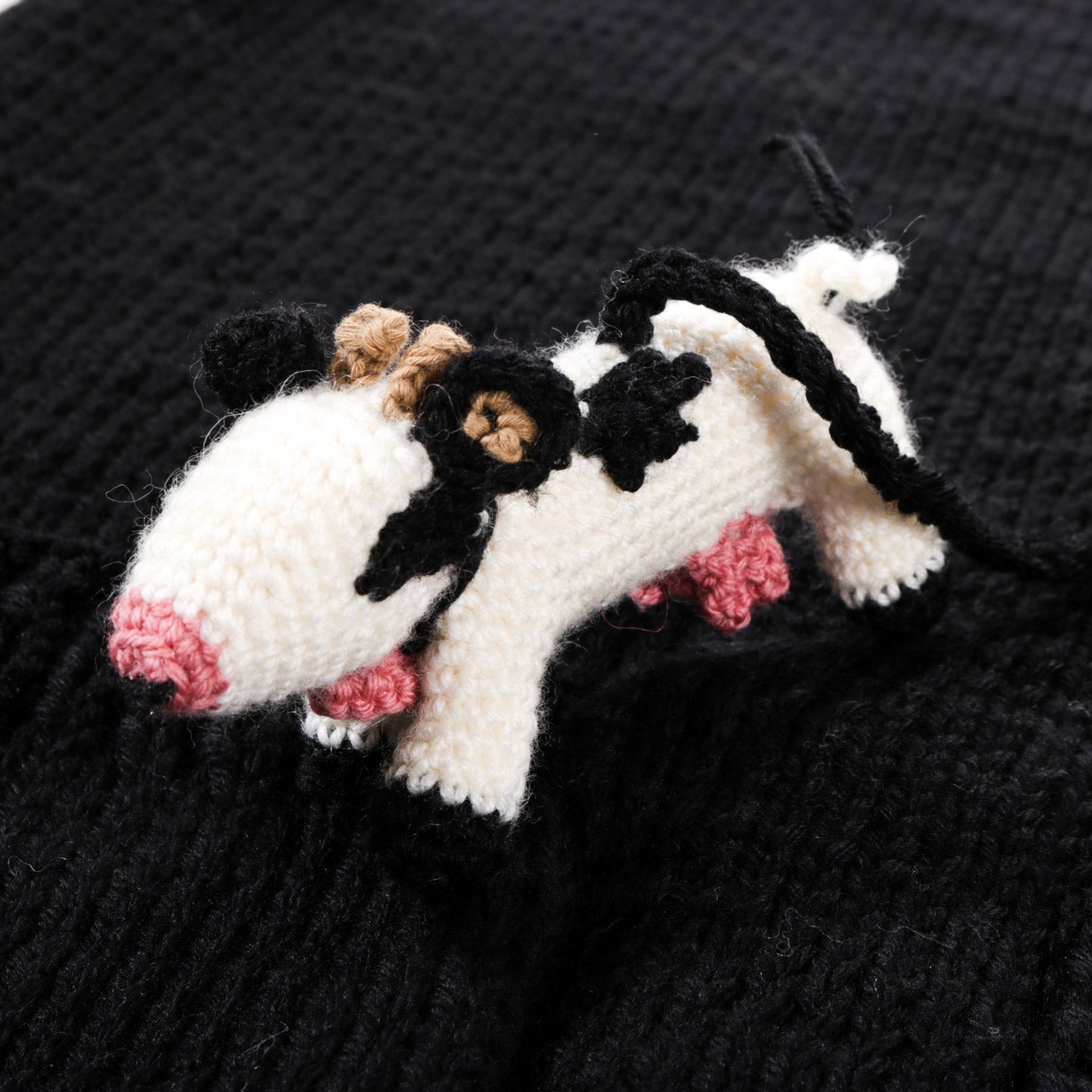 SKY HIGH FARM WORKWEAR HAND KNIT COW CARDIGAN BLACK AND WHITE