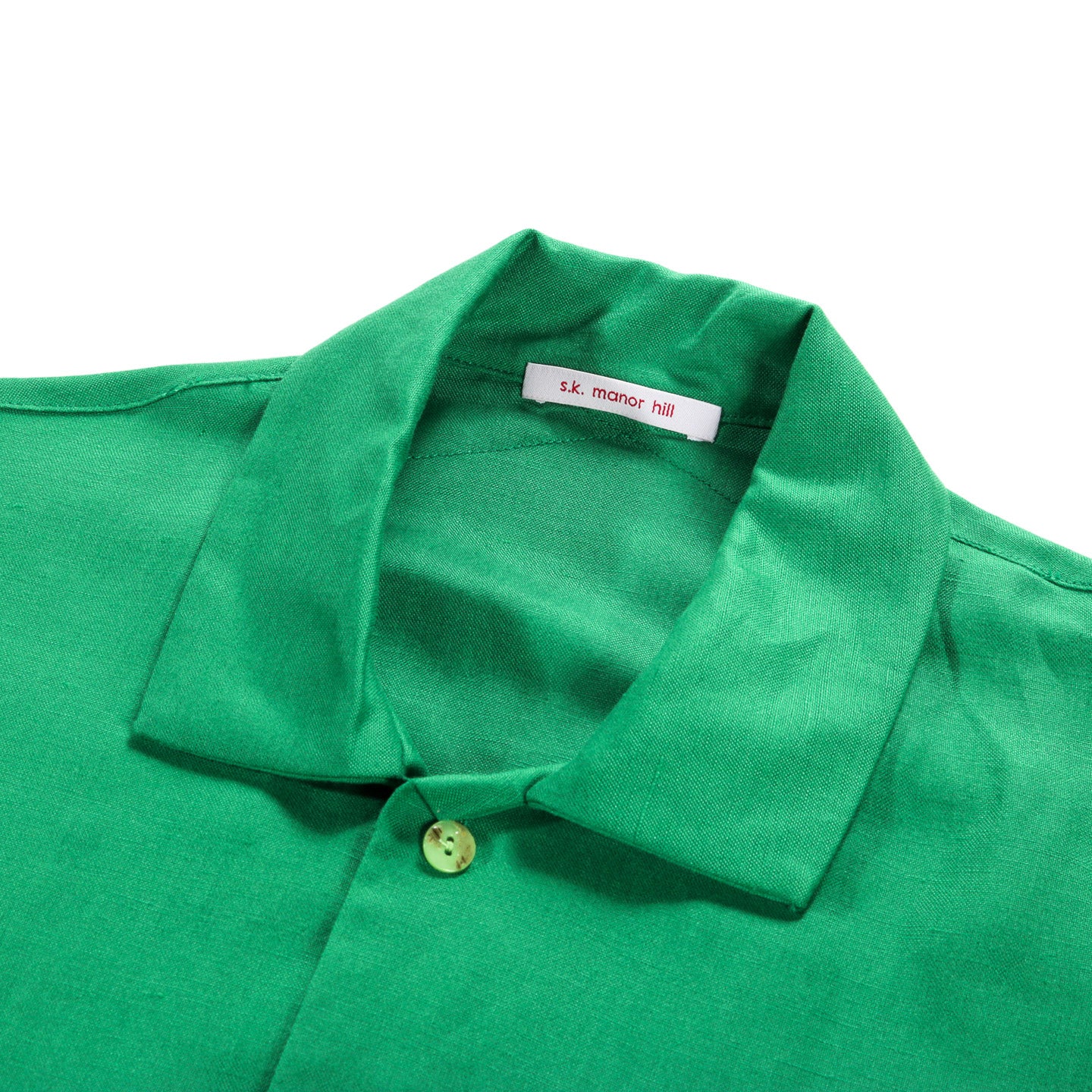 S.K. MANOR HILL WARRICK SHIRT KELLY GREEN LINEN RAYON