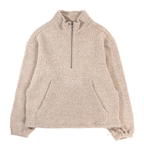 S.K. MANOR HILL HALF-ZIP FLEECE BEIGE WOOL PILE PINK SPECKLES