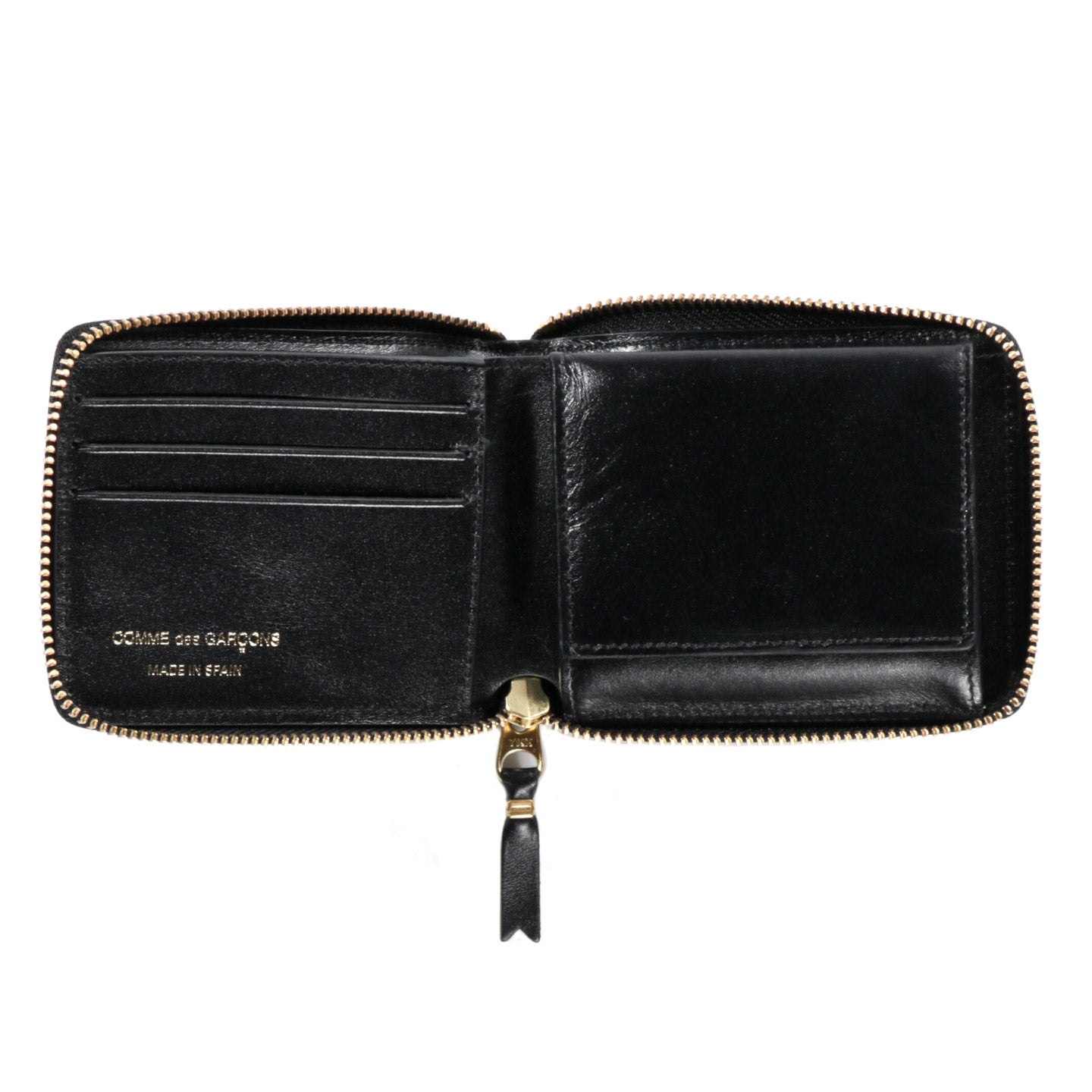 COMME DES GARCONS SA7100 CLASSIC LEATHER ZIP WALLET BLACK