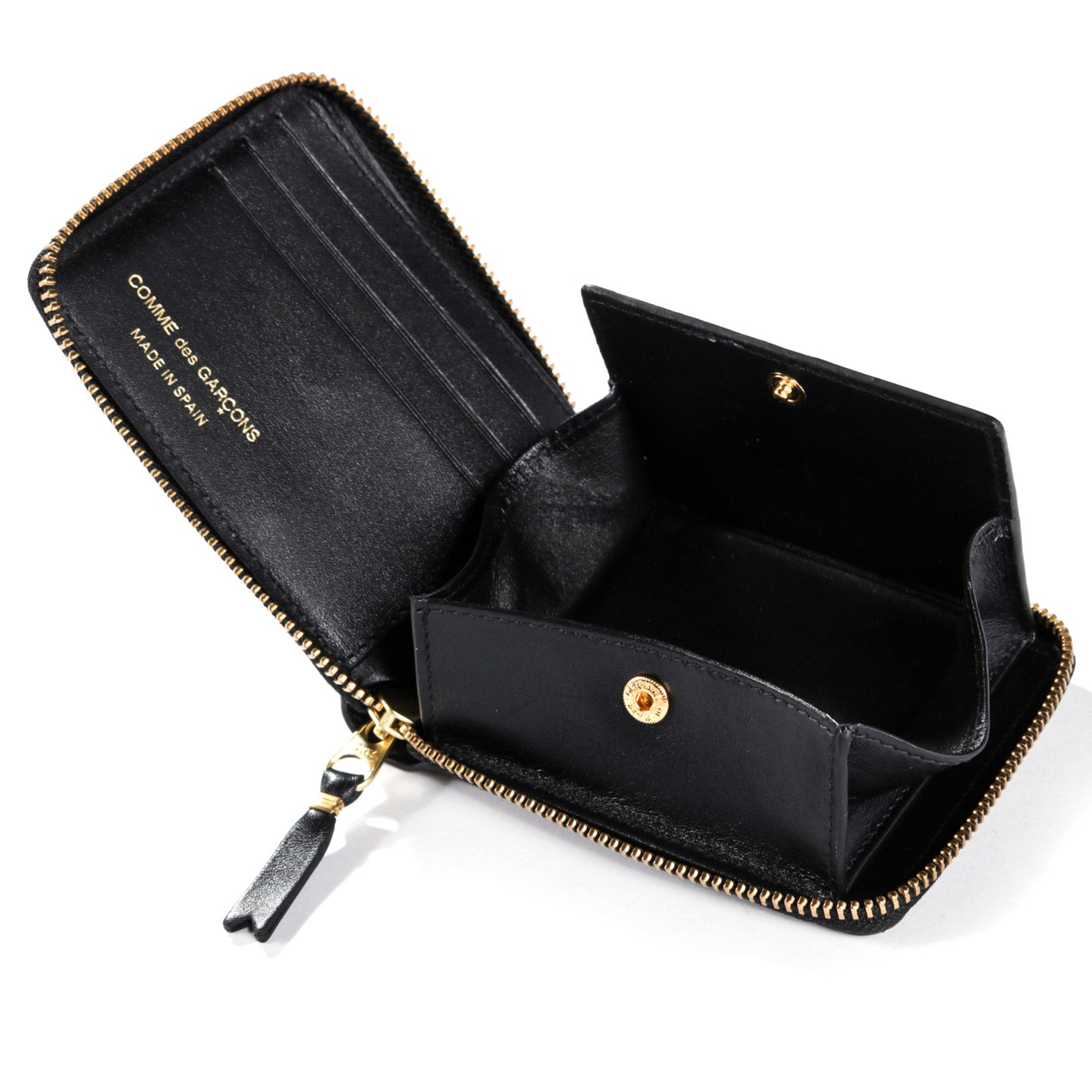 COMME DES GARCONS SA7100 CLASSIC LEATHER ZIP WALLET BLACK