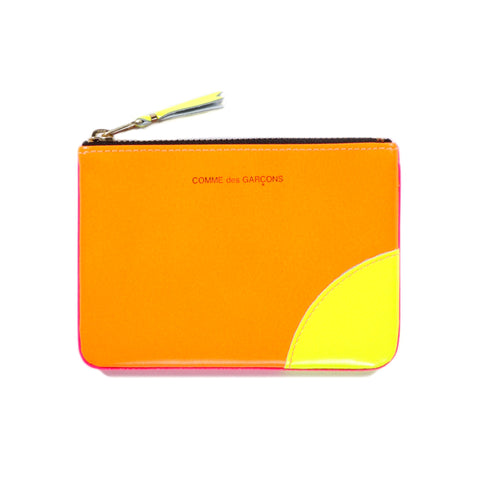 COMME DES GARCONS SA8100 SUPER FLUO ZIP WALLET ORANGE / PINK