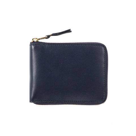 COMME DES GARCONS SA7100 CLASSIC LEATHER ZIP WALLET NAVY