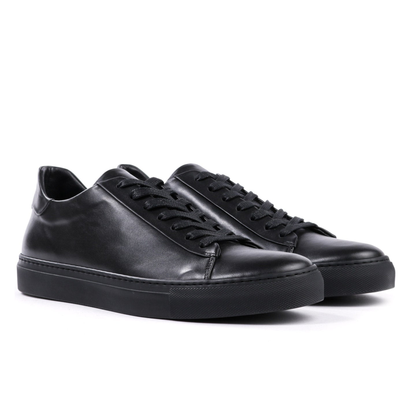 WINGS + HORNS COURT LOW SOFTY LEATHER BLACK / BLACK