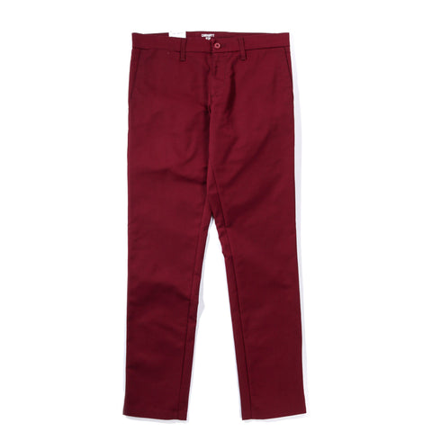 CARHARTT WIP SID PANT 'LAMAR' STRETCH TWILL CRANBERRY